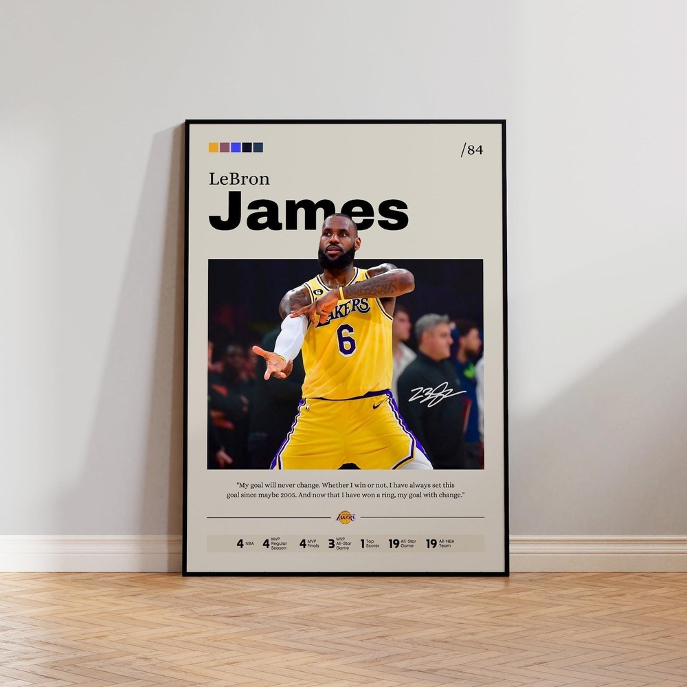 LeBron James Poster, LeBron James Wall Art Print, Basketball Décor